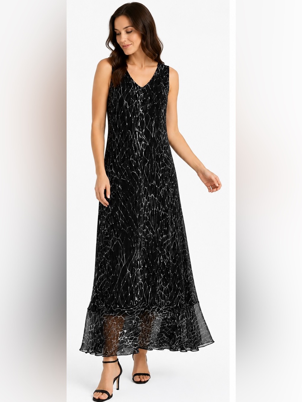 Dana Buchman 100% Silk
Elegant Black Sleeveless Maxi Dress Size-6 - Picture 5 of 6